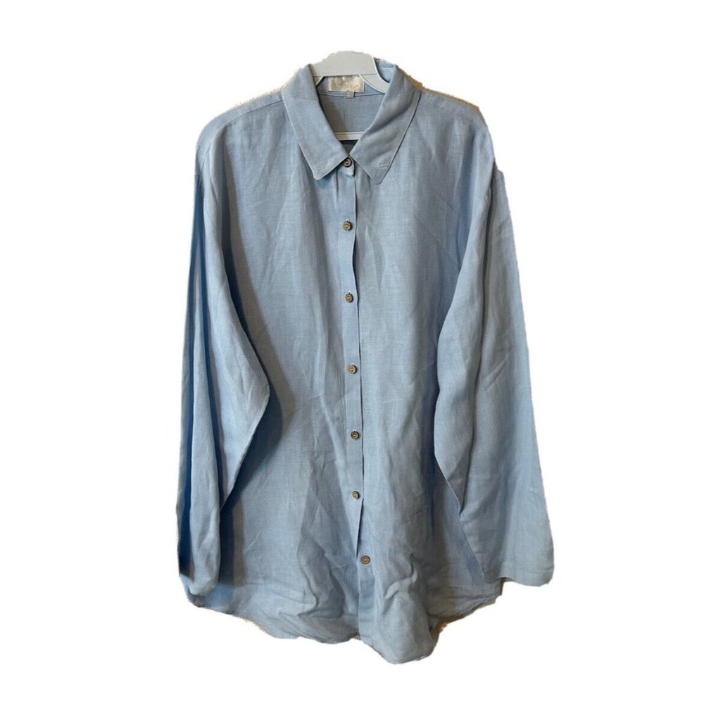 Soft Surroundings Linen Button Front Tunic Shirt - image 2